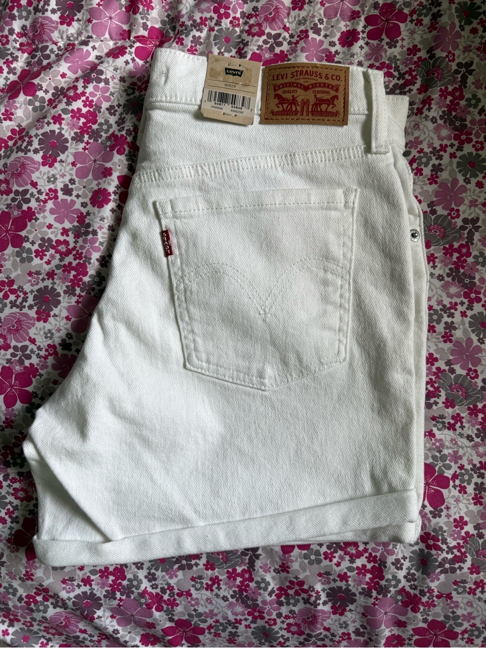 Levi's White Mid-Length Denim Shorts